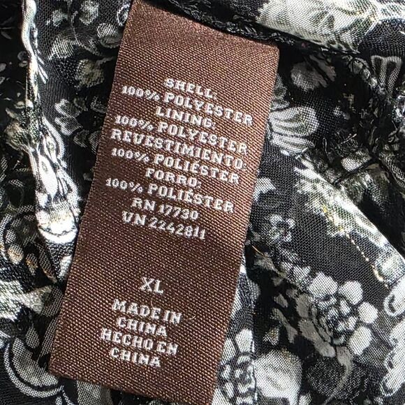 Knox Rose XL Black White Boho Floral Peasant Blouse - Picture 6 of 8